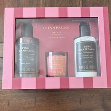 Pink Champagne Gift Set Hand Soap Lotion Candle Sparkling Citrus White Grape Pi  