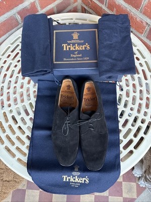 RARE Trickers Bespoke Black Suede Derby Shoes Size UK 7 EU 41 UVP £1500+
