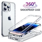 360 Full Protection Case For iPhone 17 16 15 14 13 12 11 XR TPU + PC Phone Cover