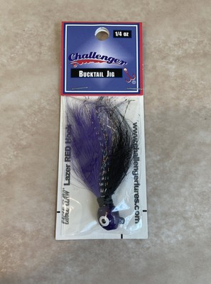 Challenger Bucktail Jig Hook 1/4 oz Black and Purple