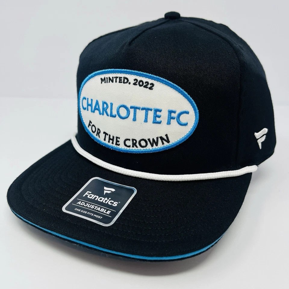 Gorra Fanatics Negra Charlotte FC Hierro Golf Para Hombres Billete Plano Snapback Cuerda NUEVA Foto 2 de 4
