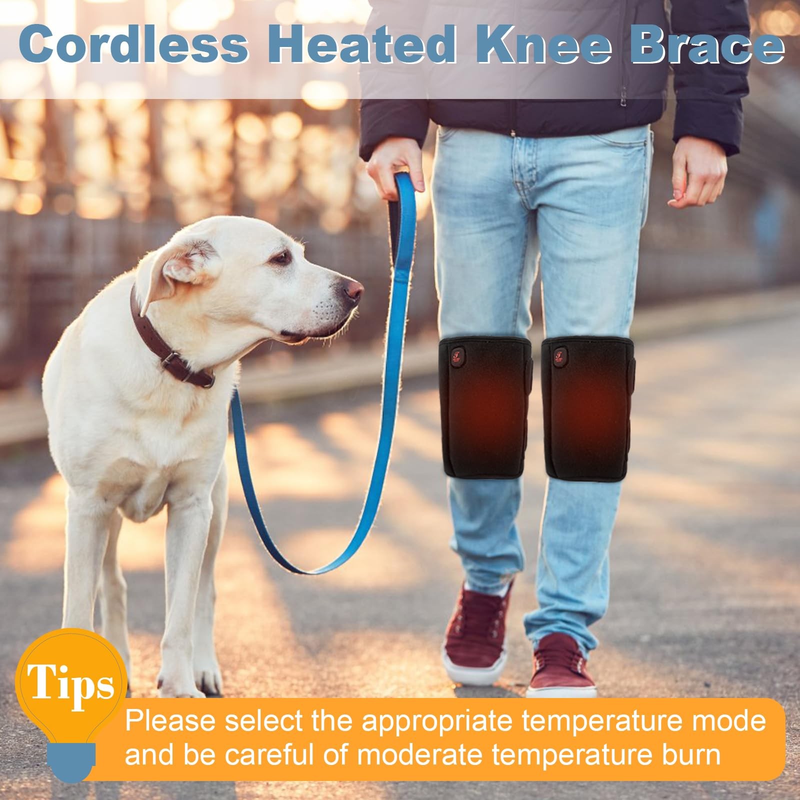 Heated Knee Brace Cordless 3Mode 3000mAh Pair Arthritis Warmer Wrap Men Women