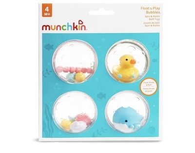 Munchkin  Float & Play Bubbles  Baby and Toddler Bath Toy 4 Count, Bath Time Fun