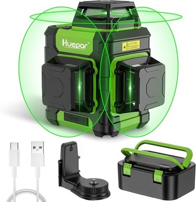 Huepar Laser Level 360 Self Leveling, Rechargeable Green Laser 3x360