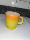 Anchor Hocking Fire King Coffee Mug Orange Yellow Ombre Stackable Vintage 1960s