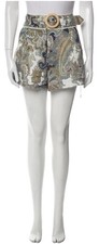 Veronica Beard Hobbes Belted Paisley Linen Shorts in Dark Green 8/M MSRP 400