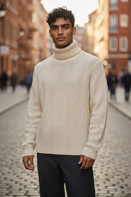 NWOT PRADA Turtle Neck 100% Wool Knit Sweater 40 2/4 Ivory Long