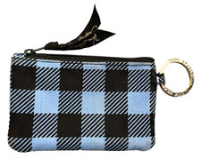 Vera Bradley ID Card Holder Quilted Zippered Alpine Check Blue