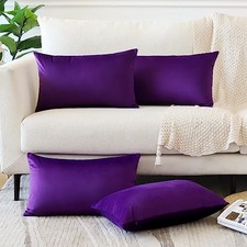 Set of 4 Decorative Throw Pillow Covers Soft 24" x 16" Pack of 4 Purple