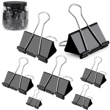 Binder Clips Paper Clips Assorted Sizes 200 Count (Black), Metal Paper Binder...