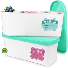 Ice Cream Containers for Homemade Ice Cream - 1.6 Quart, Bonus Sealing Bands ...