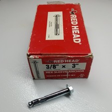 (Box of 50) Red Head Hex Concrete Sleeve Anchors 3/8" x 3" Brick/Block # 11281