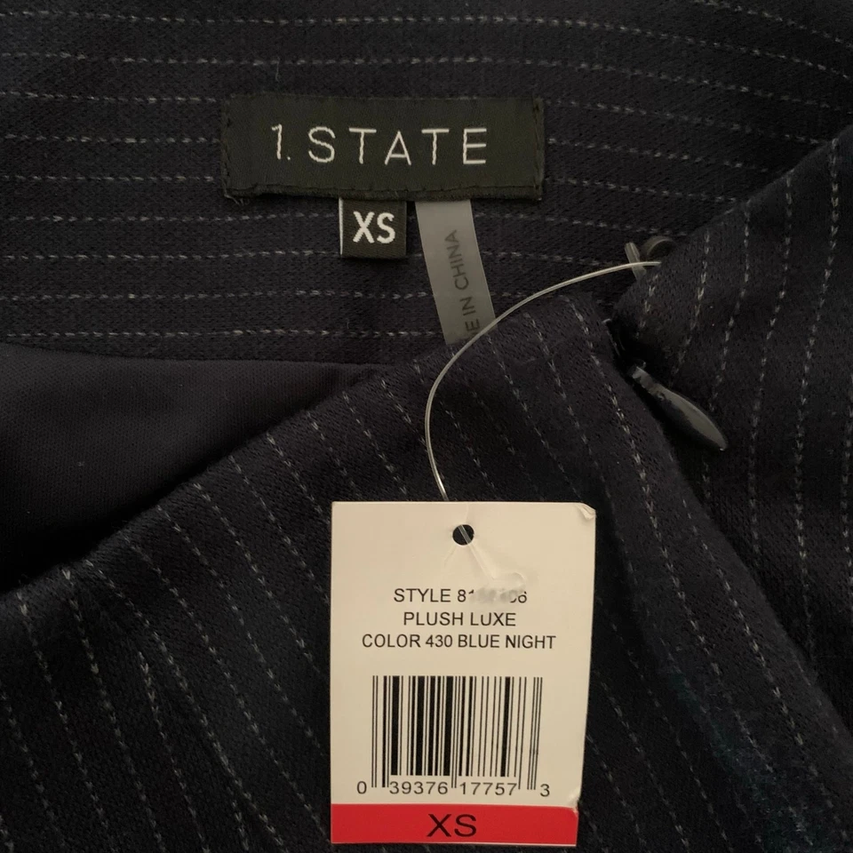 1. Falda State Nueva Con Etiquetas Talla X-Pequeña Felpa Pull On Lujo Rayas Mini Azul Noche Foto 4 de 4