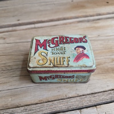 Empty Tin Only-McGregors High Toast Snuff Metal Tin Antique 4x3x1.75 