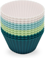 12 Pack Reusable Non Stick Jumbo Silicone Baking Cups Cupcake Muffin Liners