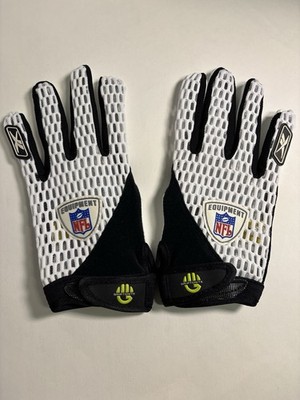 Reebok NFL Equipment Breeze Grip Football Gloves - White/Black - Men s Size [M ]
