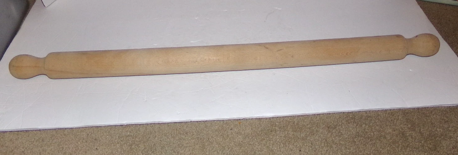Large long 26.5” x 1.75" Solid Wooden Wood Straight Rod Rolling Pin Vintage