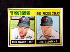 ROOKIE 1967 TOPPS #137 TWINS RON CLARK--JIM OLLOM..NO CREASES...NICE ROOKIE CARD. rookie card picture
