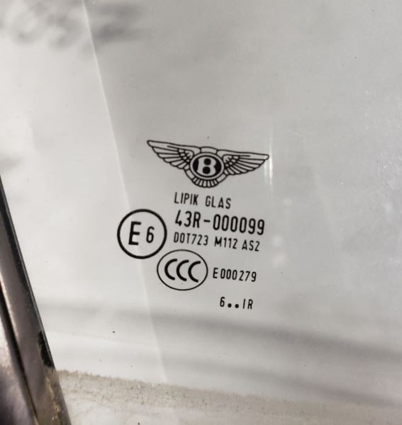Bentley Continental GT 2007-2010 Front Right Door glass