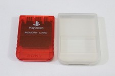 SONY PlayStation 1 OEM Memory Card Clear Red  Protective Case for PS1 Console