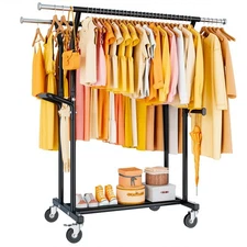800LBS Heavy Duty Clothes Rack: Rolling Clothing Rack for Hanging Coat Double...