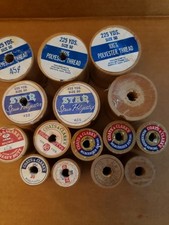 Vintage Wooden Thread Spools Lot USA Antique Sewing Notions Mixed Sizes 15pc