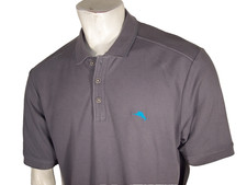 New Tommy Bahama Island Zone Emfielder 2.0 L Gray Cotton/Poly Marlin Polo Shirt