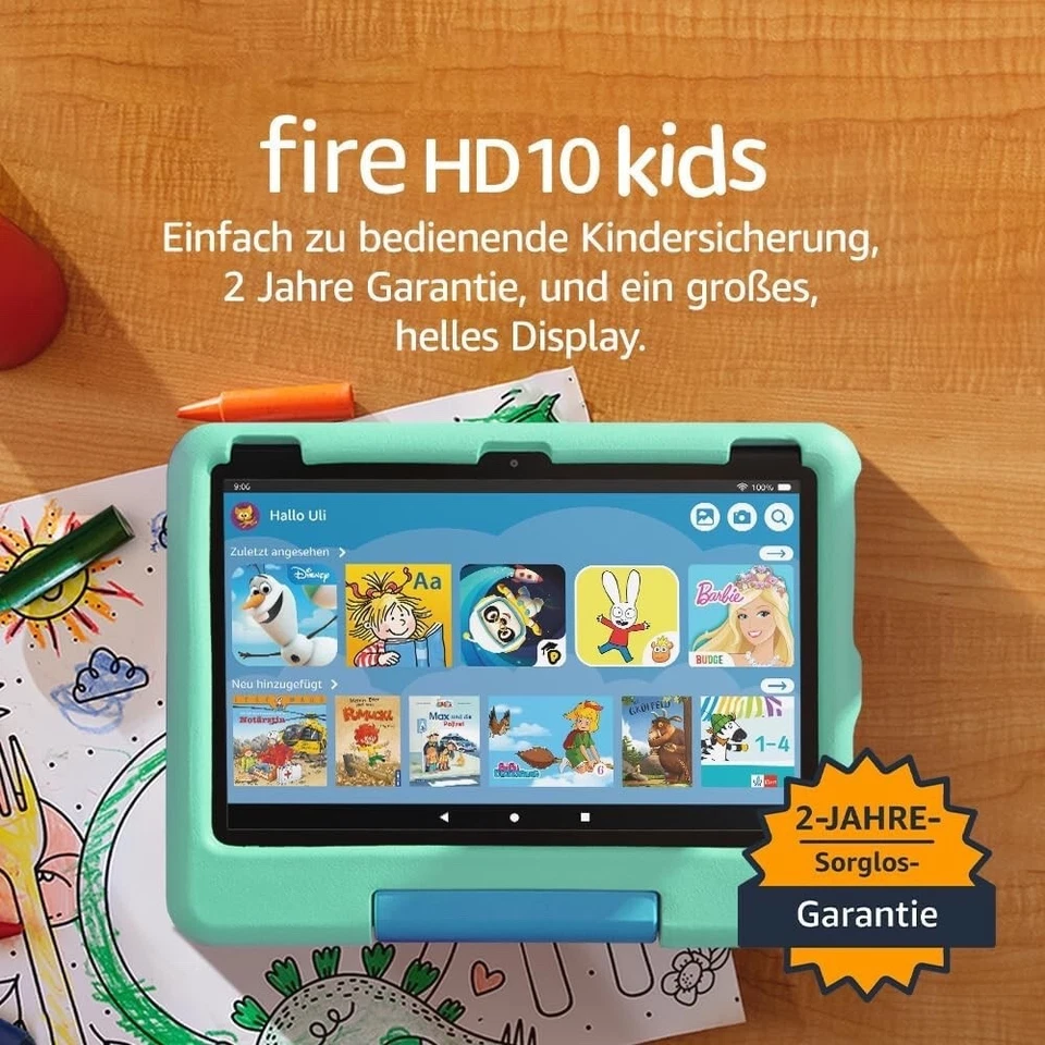 Amazon Fire HD 10 Kids-Tablet (2023) 32 GB grün für Kinder ab dem Vorschulalter - Bild 2 von 4