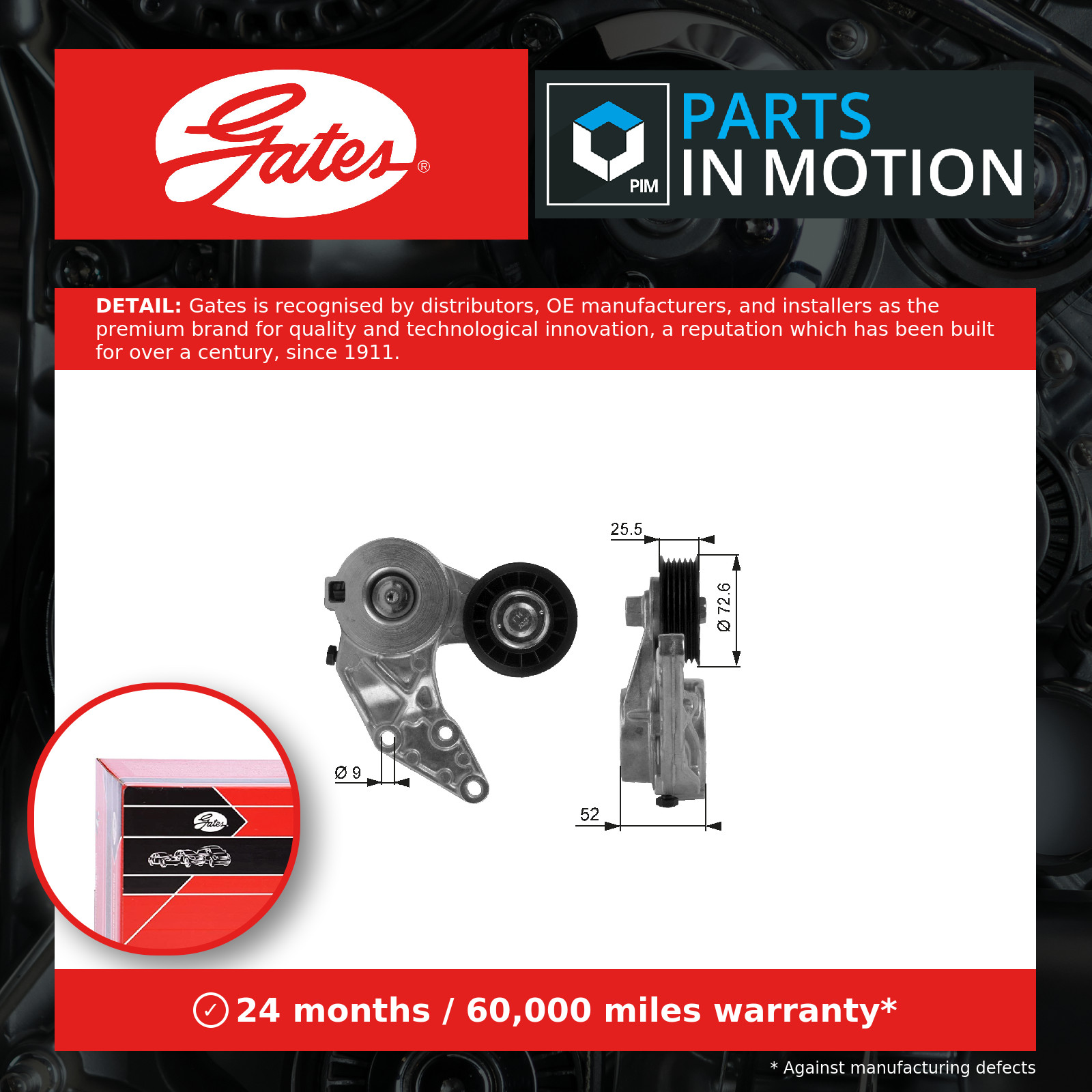 Aux Belt Tensioner fits SEAT LEON 1M1 2.8 01 to 06 Drive V-Ribbed Gates Quality