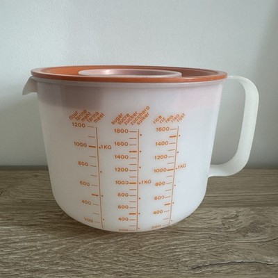 Tupperware Vintage Messkrug Doppeldeckel orange - Mehl Zucker Reis 
