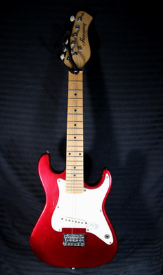 Vintage Harmony Electric S- STYLE Guitar Mini Strat Red 1/2 Size Travel Kids