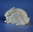 Fenton Pink Opalescent Glass Rabbit Dish Tray