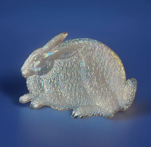 Fenton Pink Opalescent Glass Rabbit Dish Tray