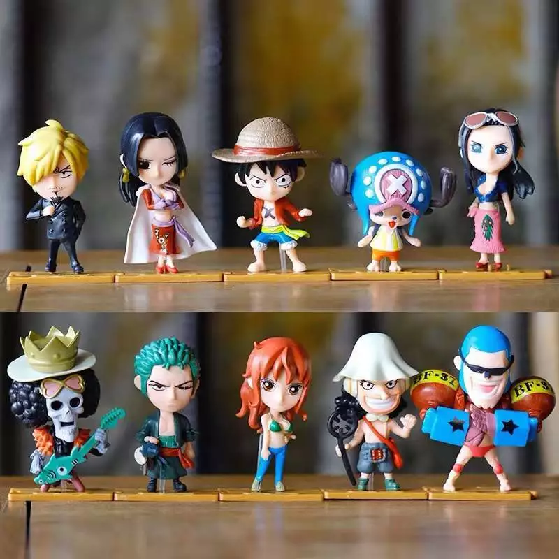 10 Pcs One Piece Luffy Zoro Nami Usopp Chopper Brook Japanese Anime Figures  Toys