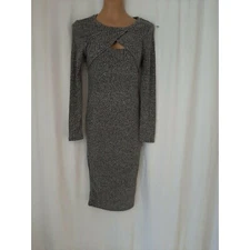 Almost Famous Gray Knit Sweater Dress  Peep Hole Shawl Bolero Collar M
