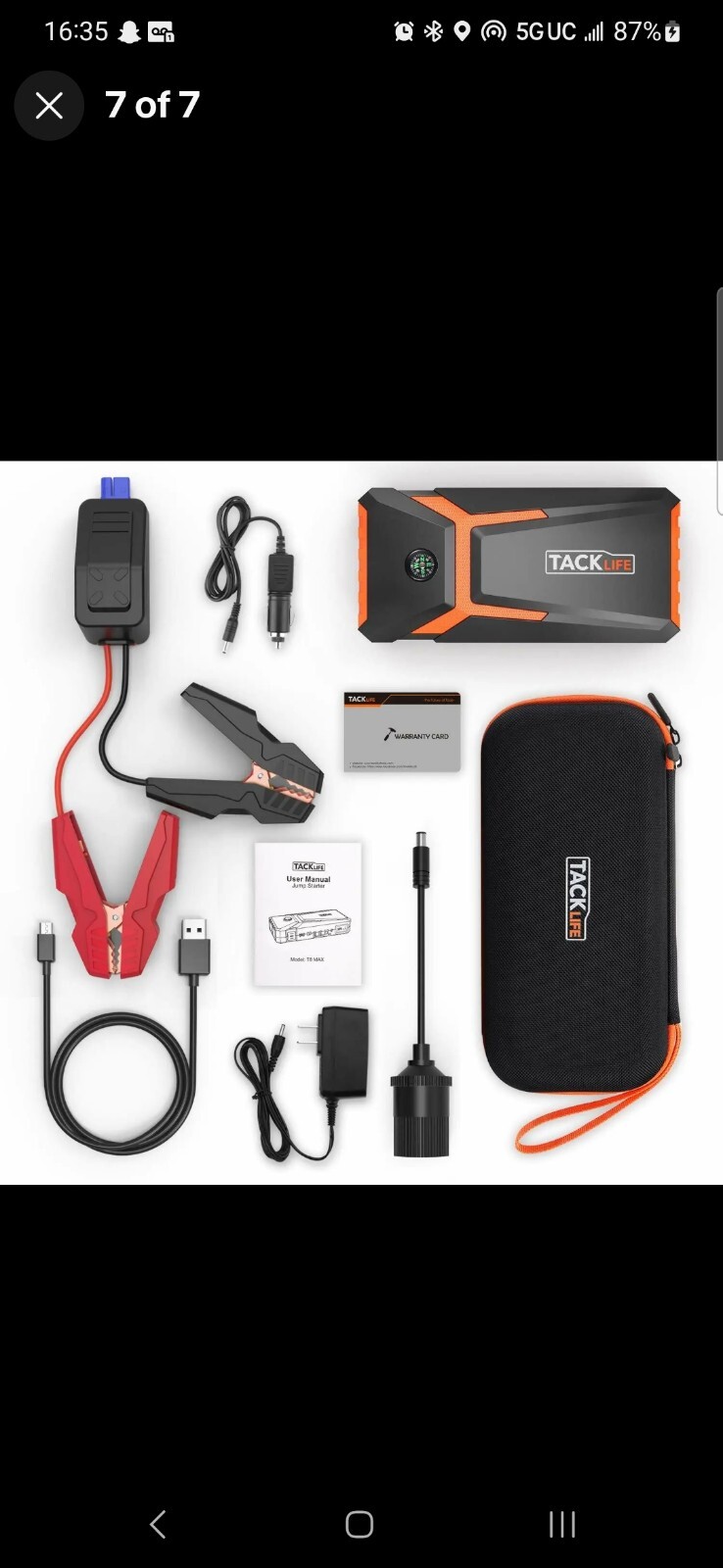 TACKLIFE T8 Battery Pack 18000mAh (800A Peak) Car Jump Starter eBay