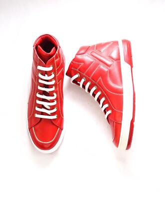 Salvatore Ferragamo, Nicky, Red Leather Sneaker $800 SALVATORE FERRAGAMO - *GANCINI* NICKY Red Hightop  main image 3