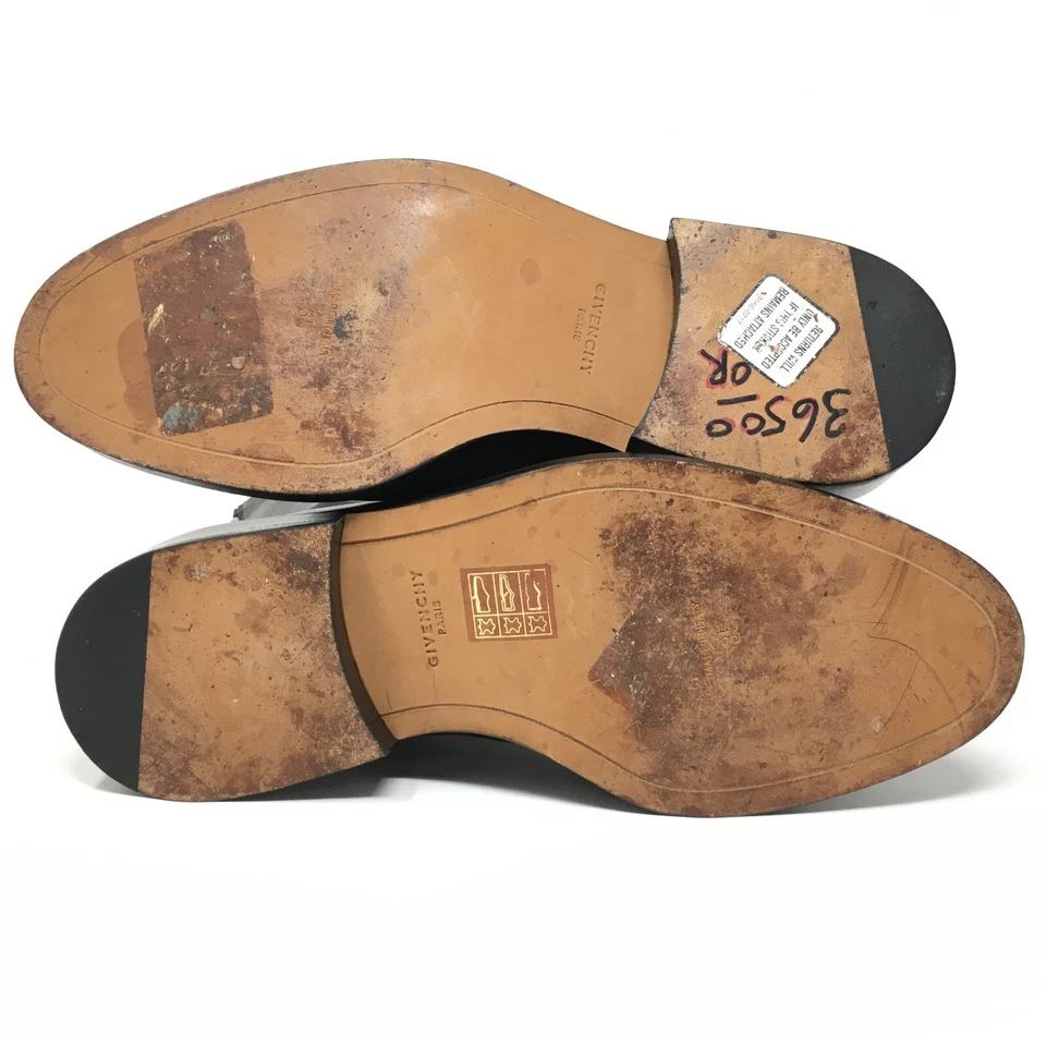 Botas de media pantorrilla Givenchy Bondage zapatos de motociclista para mujer talla 5 EE. UU. 35 UE cuero negro Foto 2 de 4