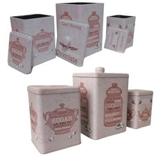 UKCOCO Set 6 Barattoli In Latta Con Coperchio Ermetico Per Tè, Caffè E Alimenti Secchi – Contenitori Compatti In Metallo Per Cucina E Confezionamento