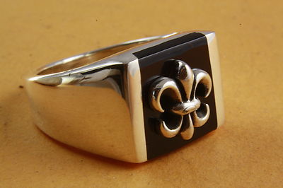 Bague Large Gothique Fleur De Lys - Argent 925 Véritable - Style Royal/médiéval - Fabriquée En Allemagne