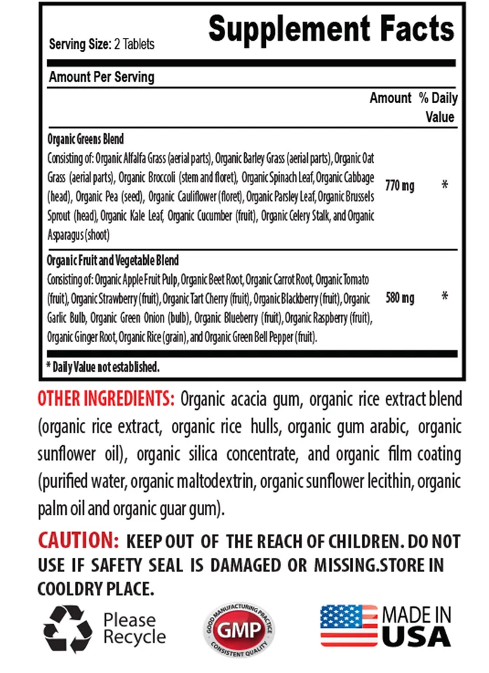 natural detoxifier - ORGANIC GREENS COMPLEX 1350MG - cleanse and detox 3B - Image 2 of 4