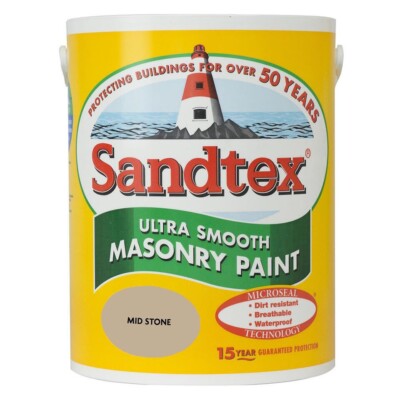 Sandtex Mauerfarbe 2,5L Ultra Glatte Qualität Wasserdicht Mittelstein