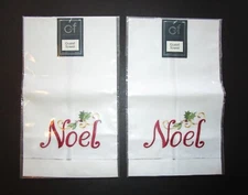 Set 2 new Christmas NOEL Embroidered Guest Hand Towel  by C&F Enterprises NIP