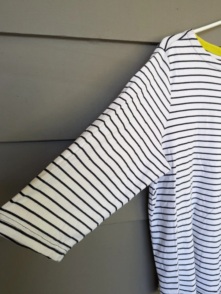 Tommy Hilfiger женщин белый с синей полосой 3/4 рукав футболка Sz M назад молнии  - Изображение 2 из 4