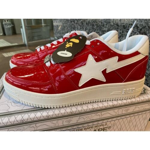 A BATHING APE BAPE STA LOW SIZE US 9 “patent red” BAPESTA New with Box