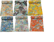 King Floral Quilt Bedspread Throw Cotton Blanket Indian Handmade Art Kantha Quit