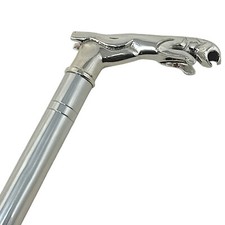 Antique Jaguar Head Handle Stainless Steel Edwardian Walking Stick For Present