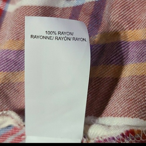 Lucky Brand Womens Boyfriend Plaid Button Front Shirt Size XS White Red Rayon - Picture 11 of 12