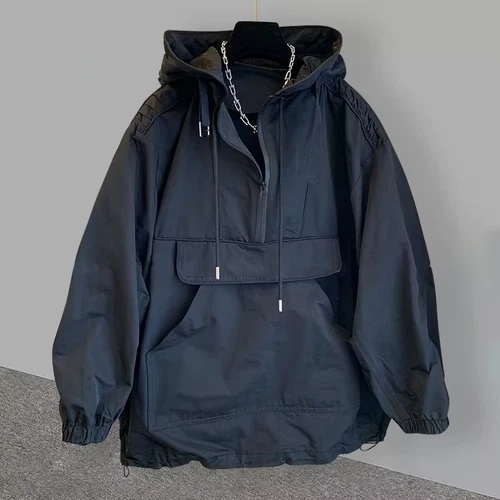 Herren Freizeit Anorak Kapuze Windbreaker Uni Pullover Wasserdicht Zweifarbig Hoodie/ - Bild 6 von 11