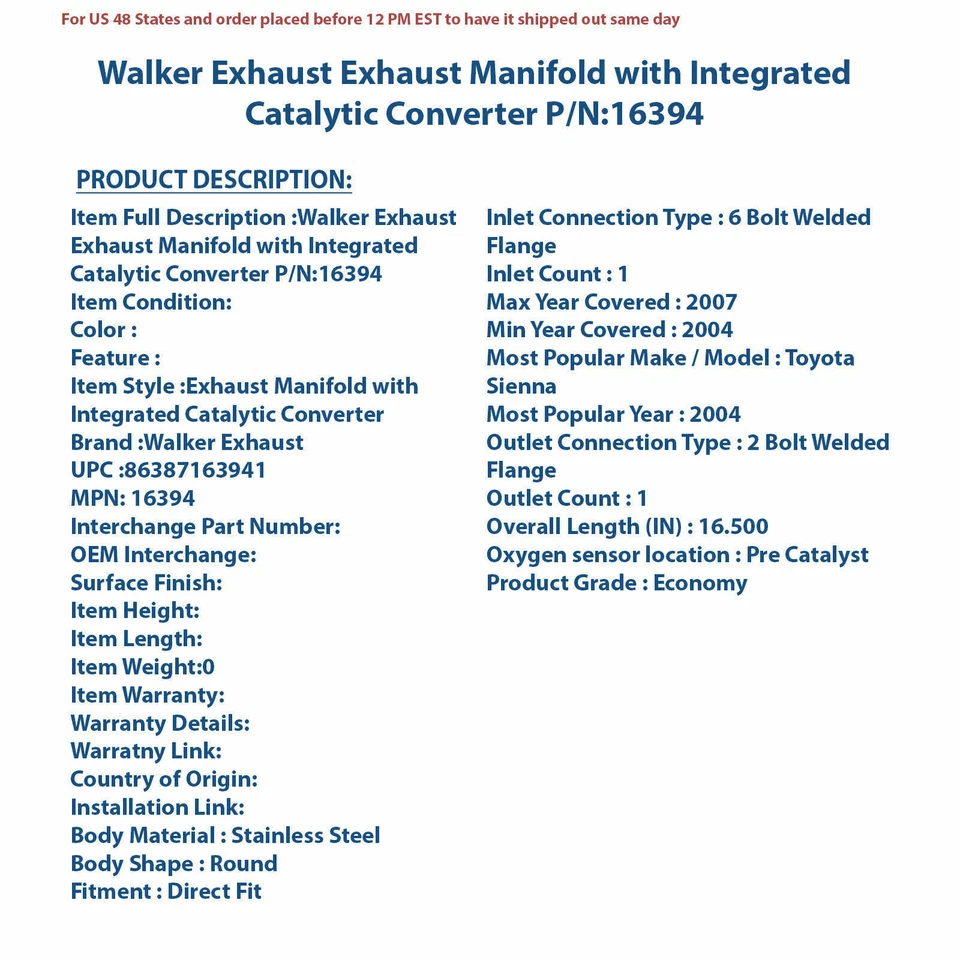 Colector de escape Walker con convertidor catalítico integrado 16394 Foto 4 de 4